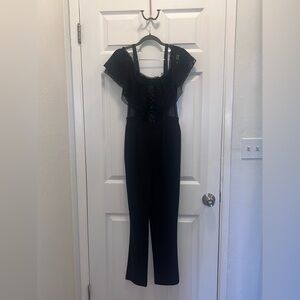 Express Black Lace Ruffle Jumpsuit